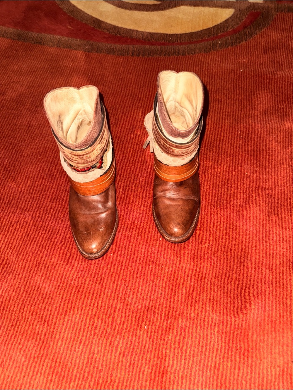 FreeBird BySteven Mezcal Western Leather  Booties Boho Style Layered Straps